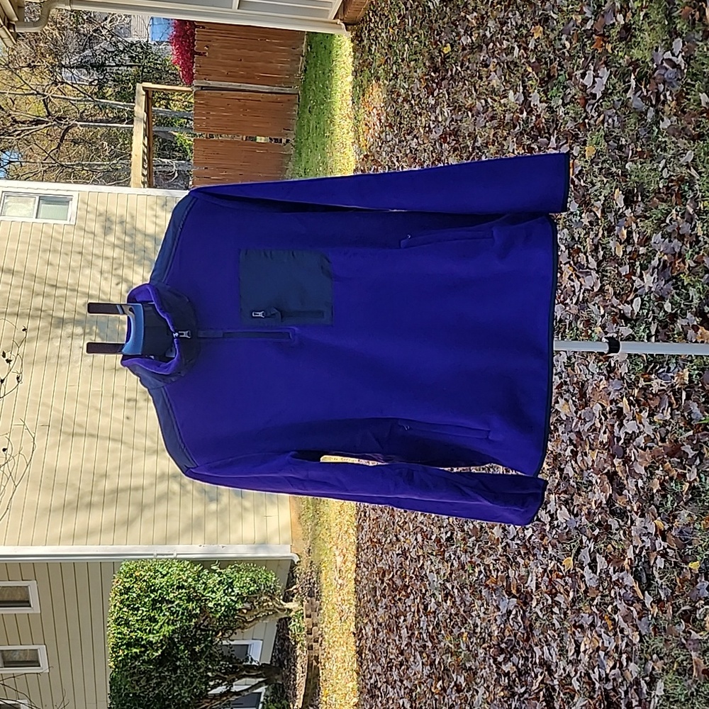 Amazon Essentials Men's Quarter-Zip Polar Fleece Jacket size Large Purple Black